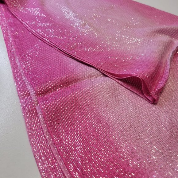 Pink Scarf Sequin Scarf Long Rectangular Tassel Scarf Shawl- NEW - Picture 3 of 11
